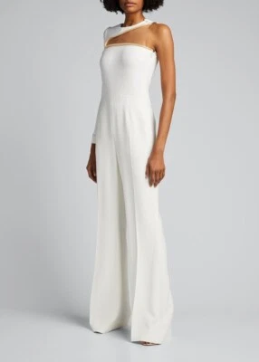 Stella McCartney Lyta One-Sleeve Cutout Jumpsuit Size 42 US 6 White $3340 - Image 1 of 4