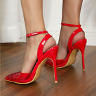 Damen PVC transparente Party klare hohe Stiletto Absätze spitze Zehenpartie Slingback Schuhe
