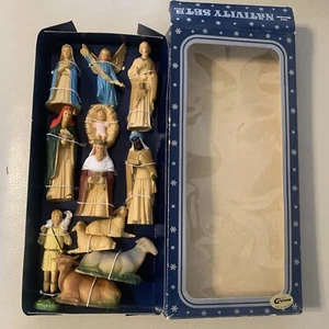 Vintage 1985 Merrilite Nativity Set 12 Pieces Hand Decorated Christmas Figurines - Picture 1 of 10