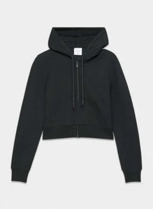 Aritzia Black Sweatfleece Cozy Fleece Snug Zip-Up Hoodie Slim-Fit XL - NWT - Picture 1 of 9