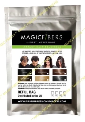 FIRST IMPRESSIONS HAIR FIBERS MITTELBRAUN 100g - Haarverdichtung Aufbaufasern Nachfüllbeutel - MAGIC FIBERS!