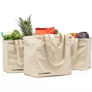 Wiederverwendbare Einkaufstasche extra groß strapazierfähig Canvas faltbar 6 Taschen 4 Griffe - Bild 1 von 5