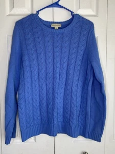 Appleseed's Cable Knit Sweater Women's Crew Neck Pullover 100% Cotton Sz Med - Picture 1 of 6