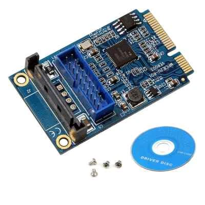 Mini PCIE PCI Express to Dual USB 3.0 ports 19pin 20pin Expansion Adapter Card - Image 1 of 4