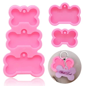 Silicone 1/3pcs Bone Pendant Resin Casting Mold Dog Tag Keychain Epoxy Mould DIY - Picture 1 of 14