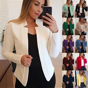 Damen Blazer Business Casual Anzugjacken Langarm Offene Vorderseite Arbeitsanzug - Bild 1 von 23