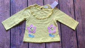 Baby Mädchen 0-3 Monate britisch M&Co gelb Blumen bestickt Langarm Oberteil - Bild 1 von 1