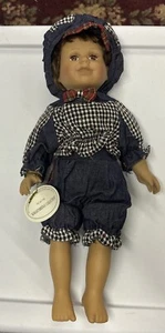 16" Knightsbridge Collection Porcelain Boy Doll, Boy Denim shirt & hat - Picture 1 of 5