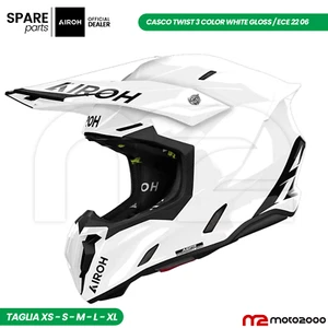 CASCO INTEGRALE AIROH TWIST 3 COLOR WHITE GLOSS ENDURO OFF ROAD MX MOTOCROSS - Imagen 1 de 12