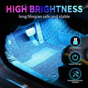 Car Interior Footwell LED Strip Lights USB Powerd + Phone App Control 📲48 LEDS - Picture 1 of 7