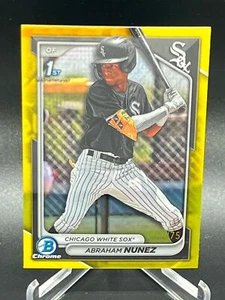 2024 BOWMAN ABRAHAM NUNEZ YELLOW CHROME REFRACTOR 6/75 BCP-56 WHITE SOX - Picture 1 of 2