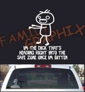 FGD Funny Stick Figure Zombie Apocalypse Brain Eater Vinyl Decal 12" x 12" - Picture 1 of 1