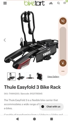Thule Easy Fold 3 Bike Rack for 2 Bikes Black - Image 1 of 2