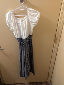 Girls Size 12 White And Blue Floral Knitworks Romper In Excellent Condition!! - Picture 1 of 6