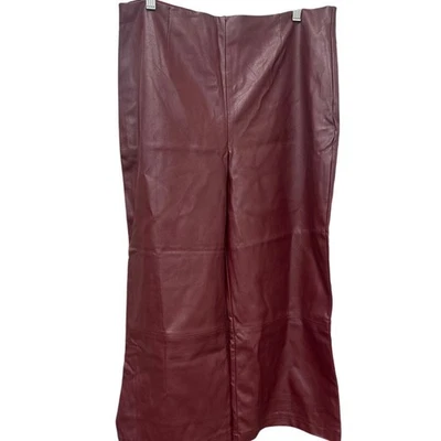 Faux Leather Guess Pants New Burgundy Size 12 - Image 1 of 4