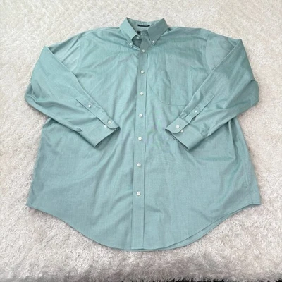 Camisa Lands' End Para Hombre 18-35 Verde Supima Pinpoint Sin Hierro Abotonada Oficina Foto 1 de 4