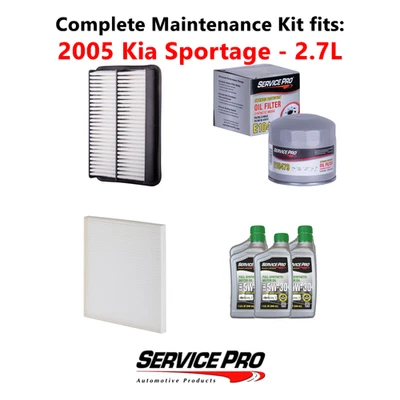 2005 Kia Sportage 2.7L Complete Oil, Air & Cabin Filter Kit (5W-30) Foto 1 de 4