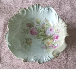 Antique Bowl Germany floral Luster Roses - Johann Seltmann Vohanstrauss JSV - Picture 1 of 6