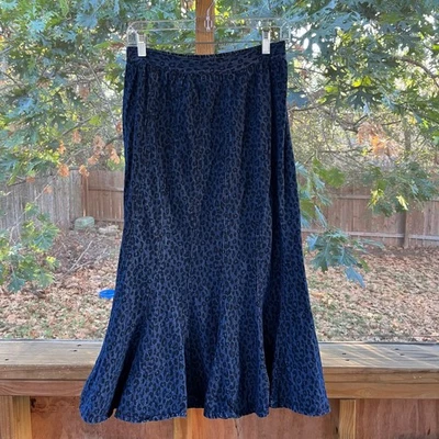 Studio West женщин винтажный леопард печать синий джинсовой ткани Midi юбка размер S - Изображение 1 из 4