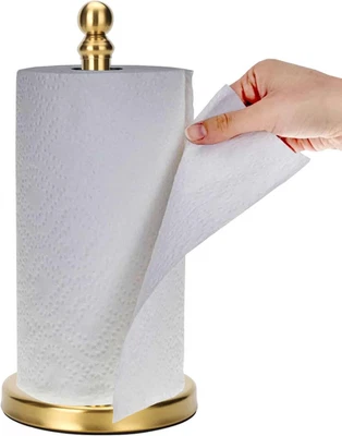 Gold Paper Towel Holder Countertop, Standing Paper Towel Roll Holder - Image 1 of 4