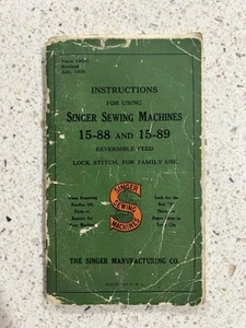 Vtg. 1933 Singer 15-88 & 15-89 Sewing Machine Manual Instruction Booklet - Picture 1 of 4