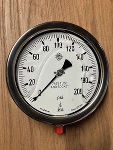 Liquid Filled Pressure Gauge 200 PSI 6” Dial Stainless Steel McDaniel Controls - Picture 1 of 5