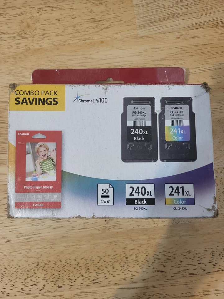 Tinta genuina Canon PG-240 XL/CL-241 XL (2 cartuchos) con papel fotográfico de 50 hojas Foto 1 de 4
