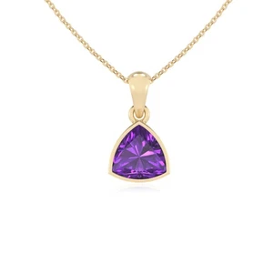Lab Grown Amethyst Trillion Solitär Anhänger Halskette für Frauen (Silber, Gold) - Bild 1 von 24
