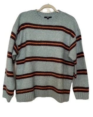 VANS Suzie Pullover Crew Striped Sweater Women’s Medium Blue/Brown/Peach SOFT - Image 1 of 4