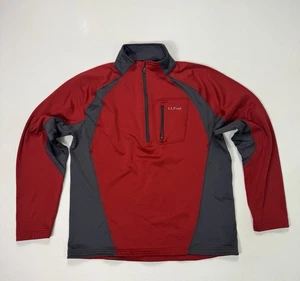 LL Bean Jacke Herren Medium rot grau 1/2 Zip Pullover Tasche Stretch Outdoor Wandern - Bild 1 von 8