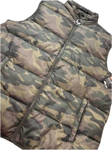 SwissTech Men's Green Puffer Vest Jacket Full Zip Camouflage XL Water Repellent - Picture 1 of 6
