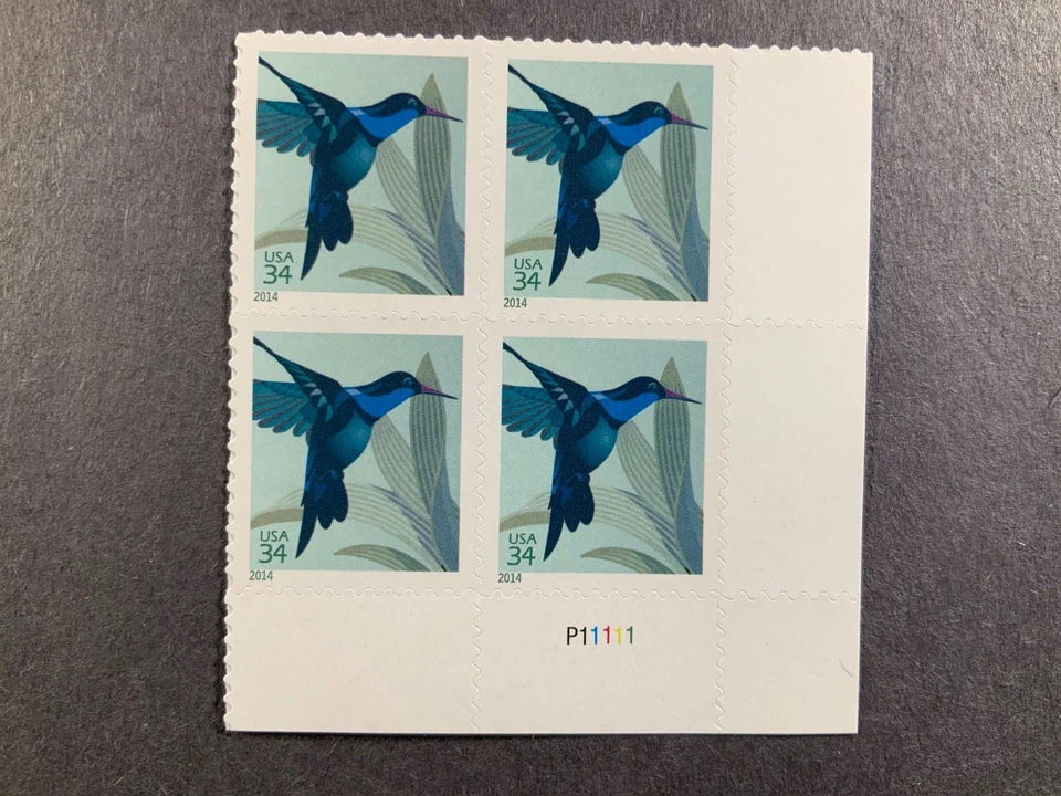 Sc # 4857 ~ Plate # Block ~ 34 cent Hummingbird Issue - Image 1 of 1