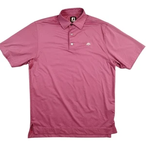 FootJoy Polo Shirt Mens Small Pink Micro Stripe Stretch Performance Golf Logo - Picture 1 of 9