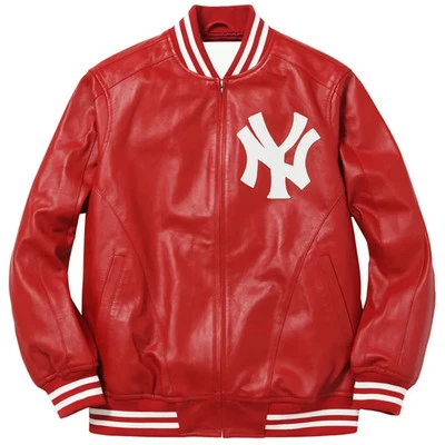 Chaqueta universitaria de cuero real de los New York Yankees para hombre y mujer envío gratuito Foto 1 de 4