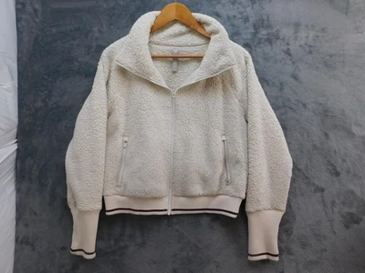Athleta Jacket Womens Medium Sherpa Fleece Zip Up Ribbed Trim Cozy Pullover - Image 1 of 4