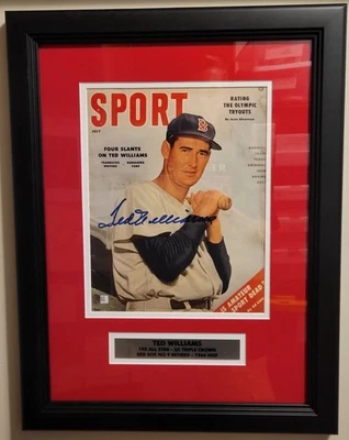 TED WILLIAMS 1956 SPORTS ILLUSTRATED MAGAZINE FRAMED PHOTO AUTOGRAPH WITH JSA  - Image 1 of 3