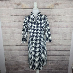 J. McLaughlin Durham marineblau Hahnentritt Catalina Rüschenkragen Etui-Kleid Medium - Bild 1 von 8