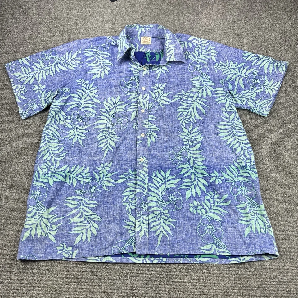 Camisa Hawaiana Go Barefoot Vintage Para Hombre L Hermosa Patrón Tribal 100% Algodón Foto 1 de 4