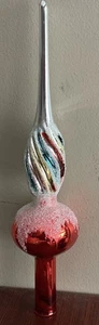 "Cubierta de árbol de Navidad de vidrio rumano vintage 10"" plata rojo varios colores con caja" - Imagen 1 de 16