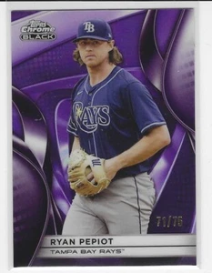 2025 Ryan Pepiot Topps Chrome Black Purple Refractor 71/75 Tampa Bay Rays #143 - Picture 1 of 2
