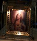 Vtg lighted Christ Jesus & Mary 3D hologram  Frame Picture 50's  18 "x 16"
