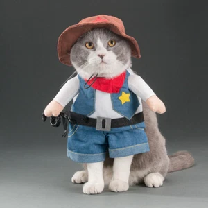 Funny Cowboy Christmas Cosplay Costume for Cat Puppy Dog Clothes Poodle Dressing - Picture 1 of 17