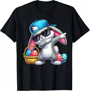 Funny Dabbing Rabbit Easter Eggs Dab Boys Girls Kids Bunny unisex T-Shirt - Picture 1 of 2