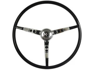 1965-66 Ford Mustang Steering Wheel Kit w/Horn Ring & Spring - Black - Picture 1 of 5