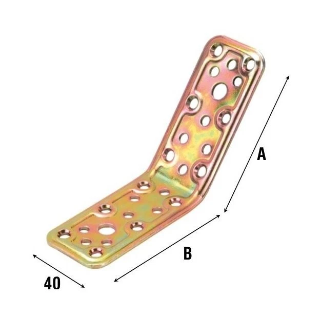 PIASTRA GIUNZIONE ANGOLARE 135° STAFFA ANGOLO RINFORZATA 40X80X80 TRAVI LEGNO - Immagine 1 di 1