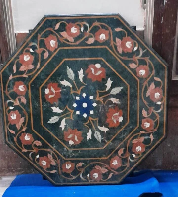 21 inches green Marble Coffee center table top Decor home Antique inlay stone - Image 1 of 4