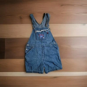 Vintage 90's Disney Women's Large Winnie The Pooh Eeyore Denim Overall Shorts - Picture 1 of 17