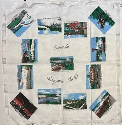 Vintage Canada Niagara Falls Scarf Destination Souvenir 24” X 26” Made In Japan - Image 1 of 4