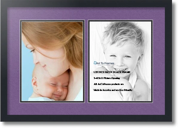 Коврик для коллажа ArtToFrames фоторамка 2 отверстия 8,5x11 дюймов черный 40 - Изображение 1 из 1