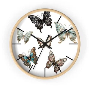 Reloj de Pared Bursting Butterflies, Reloj Analógico 10" Marco Madera - Imagen 1 de 7